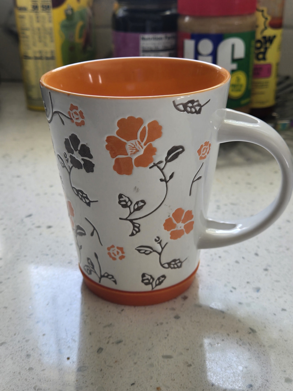 Vintage Pier 1 Imports Floral Coffee Mug With Silicone Base